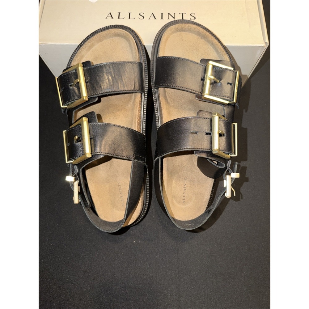 AllSaints ISLA Chunky Leather Women's Sandals Black size US10 EU40 NIB $249 - Picture 9 of 13